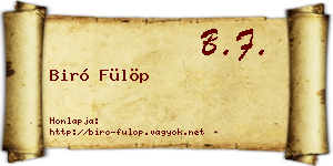 Biró Fülöp névjegykártya